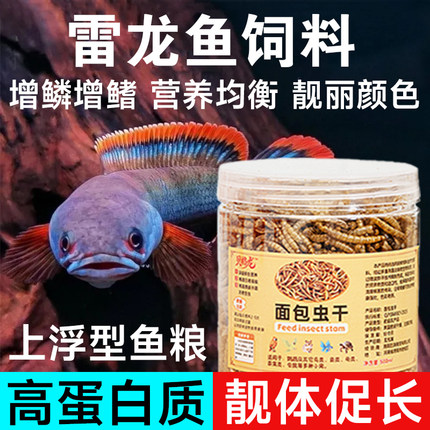 雷龙鱼饲料高蛋白面包虫干通用上浮观赏鱼饲料靓色增鳞优选大容量