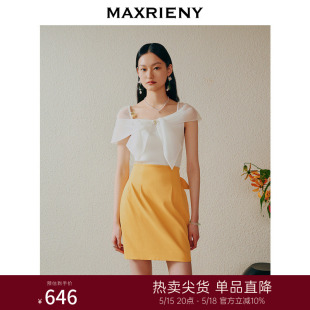 小心机设计感上衣女 MAXRIENY不规则露肩蝴蝶结针织衫 商场同款