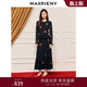 MAXRIENY玫瑰千金套装 刺绣针织宽松半裙高腰黑色半身裙廓形中长裙