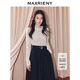 上衣女 蕾丝钉珠花边长袖 MAXRIENY静奢羊毛混纺衬衫 亲肤软糯25冬款
