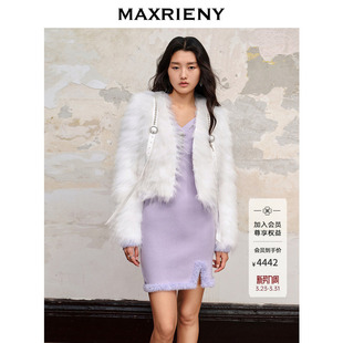 名媛气质貉子毛皮草 MAXRIENY名媛富家千金风外套冬款 商场同款