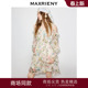 新款 MAXRIENY露肩印花连衣裙2026春季 V领荷叶边裙子 商场同款