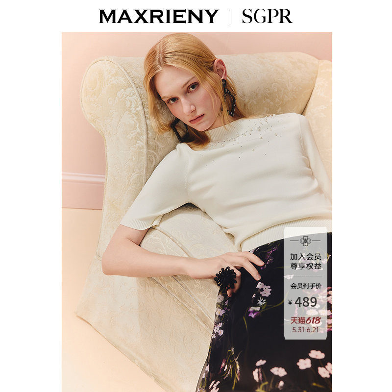 【SGPR】复古优雅感半高领套头毛衫25秋中袖修身上衣