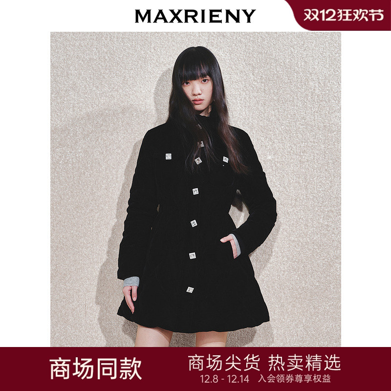 抽绳收腰小A摆	黑色丝绒	内抽绳设计