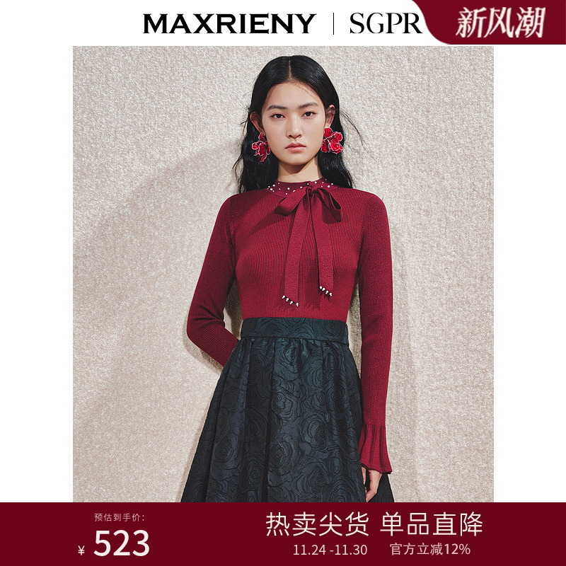 修身显瘦浪漫复古蝴蝶结毛衫