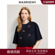 落肩上衣女 T恤25夏款 商场同款 MAXRIENY甜美风樱桃刺绣中袖