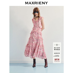 优雅浪漫度假风长裙 连衣裙25夏款 MAXRIENY法式 甜美樱桃印花无袖