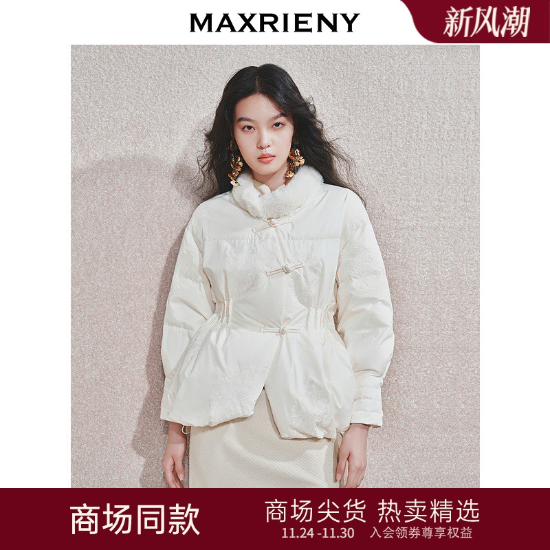 绣花工艺	中低毛领设计	袖口收口设计