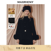 保暖狐狸毛袖 MAXRIENY法式 千金风羊毛大衣25冬款 口毛呢外套斗篷女