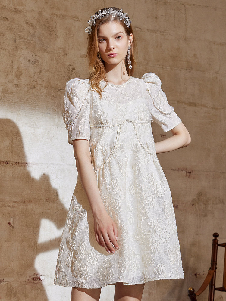 MAXRIENY short-sleeved doll dress 2021 summer new bubble sleeve dress Western style princess dress A-line short skirt