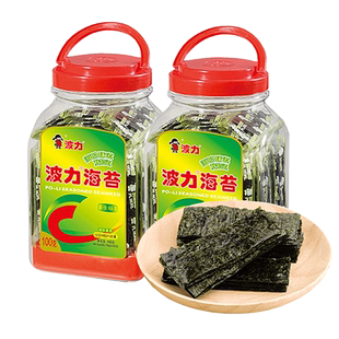 波力海苔原味100g桶装大片装即食拌饭紫菜儿童休闲小吃零食品L