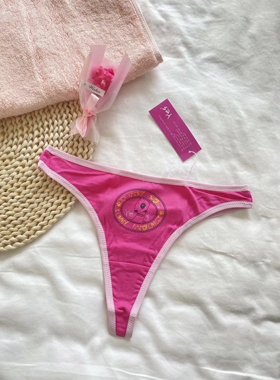 YESCODE女甜美中腰柔软舒适透气简约卡通纯色丁字内裤