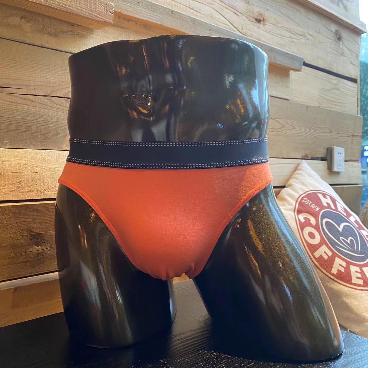 舒适透气桔色男士三角内裤