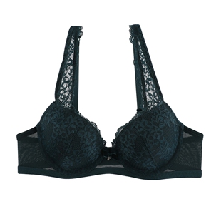 墨绿色蕾丝牵引款 调整型聚拢上托防下垂文胸复古色内衣BODYGUARD