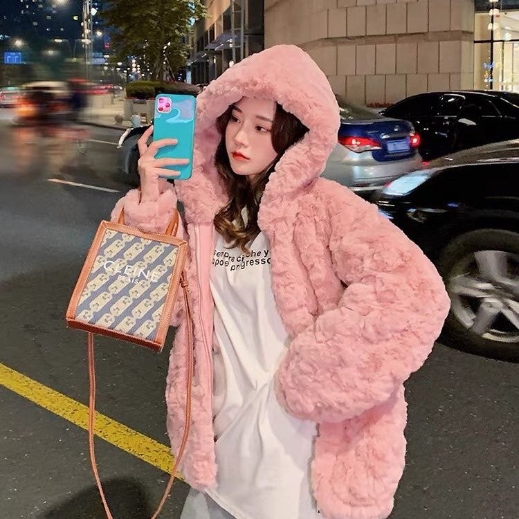 秋冬女装新款皮草加棉加厚外套显瘦毛毛外套女毛绒大衣羊羔绒外套