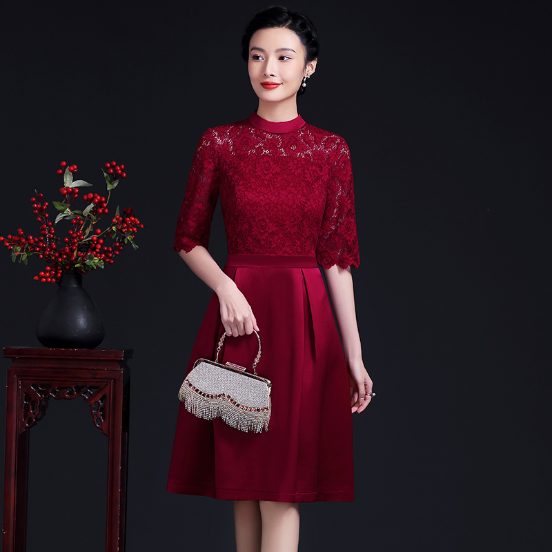 洋气礼服裙短款喜婆婆婚宴妈妈装