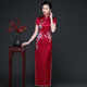 2026年新款 喜婆婆高档旗袍裙 重磅真丝绣花酒红色妈妈高档婚礼长款