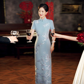 真丝刺绣旗袍2026新款 气质优雅长款 旗袍妈妈婆婆婚宴礼服日常旗袍