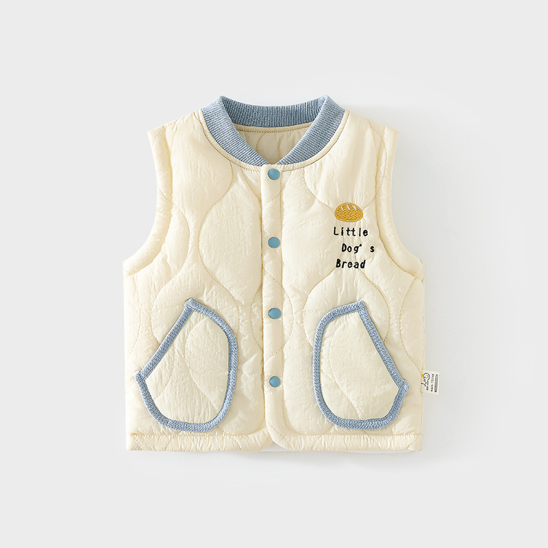 婴儿夹棉马甲护肚背心秋冬季宝宝120克儿童坎肩马夹绗棉保暖上衣