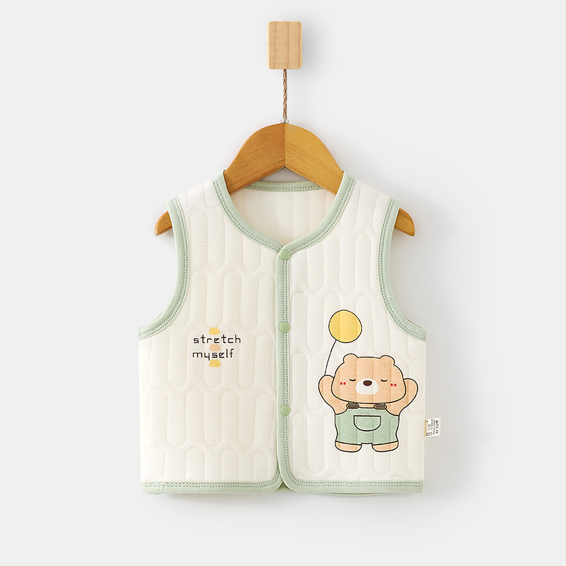 婴儿保暖马甲秋冬季宝宝夹棉背心儿童坎肩马夹新生儿纯棉护肚上衣