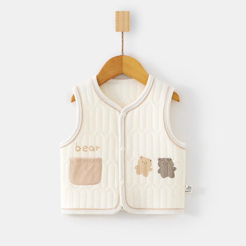 婴儿保暖马甲秋冬季宝宝夹棉背心儿童坎肩马夹新生儿纯棉护肚上衣