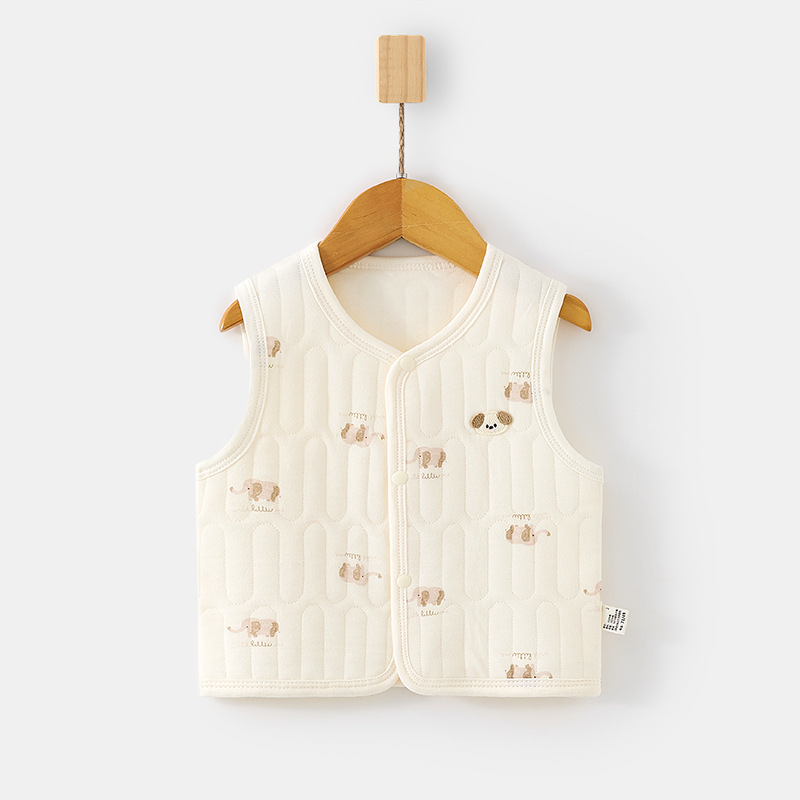 婴儿保暖马甲秋冬季宝宝夹棉背心儿童坎肩马夹新生儿纯棉护肚上衣