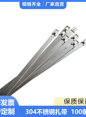 304不锈钢扎带4*200自锁式白钢绑带金属扎丝卡扣抱箍固定器收束带
