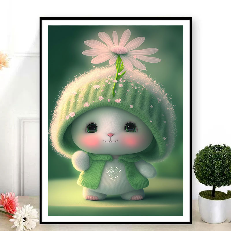 绿光兔子新款线绣十字绣