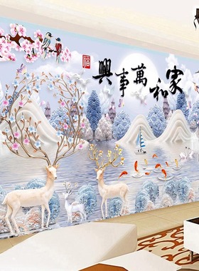 2025新款5d钻石画diy满钻客厅点贴砖十字绣家和万事兴粘钻水晶画