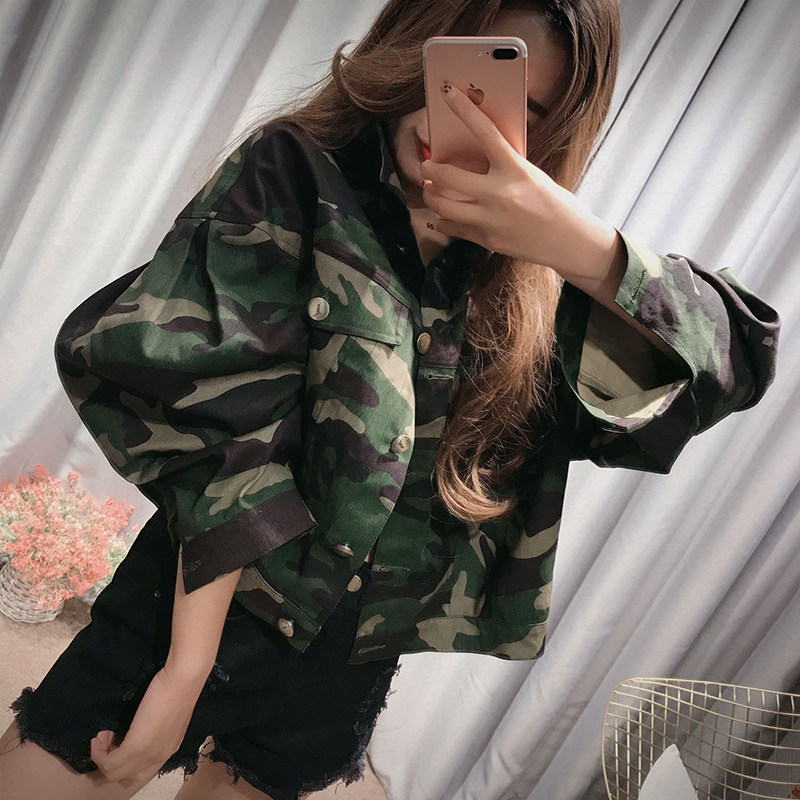 19新款弓字褶泡泡袖寬松薄款牛仔衫迷彩外套女時尚韓版洋氣潮BCSY在類目 女裝/女士精品, 短外套中 - 來自Buy2taobao.com提供專業的淘寶代購服務