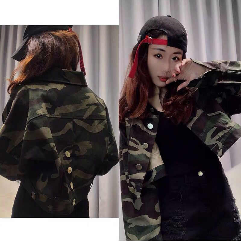 [linlizi] original BF style short camouflage coat womens Korean version loose and thin handsome jacket student jacket fashion