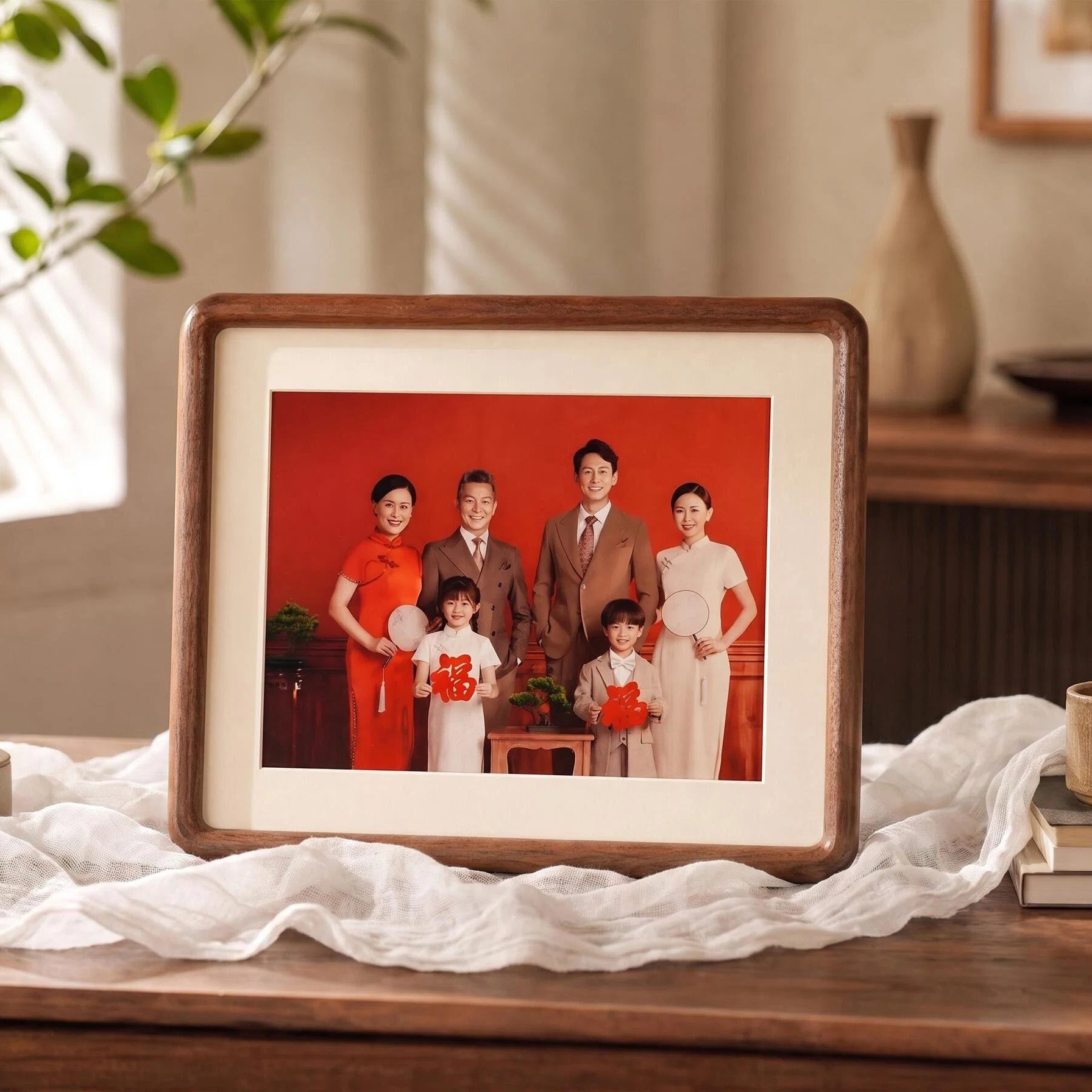 黑胡桃全家福实木相框高级装裱结婚照洗照片画框810寸摆台挂墙A4