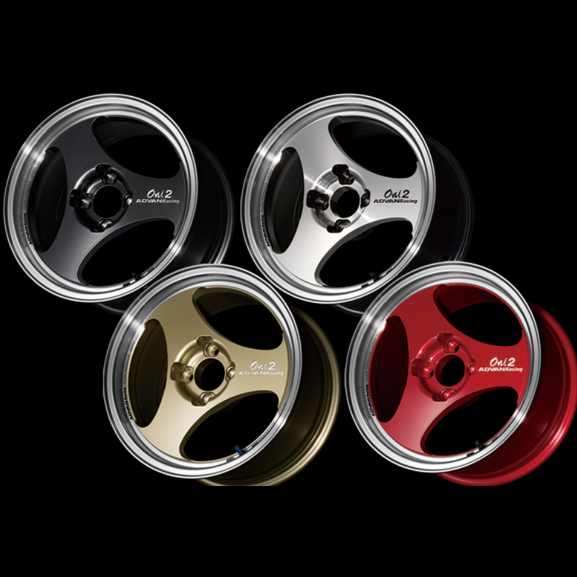 ADVAN Oni2铝合金轮毂经典复古三爪抛边深凹黑银金红日本进口