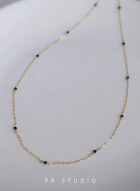 14k包金天然黑尖晶项链