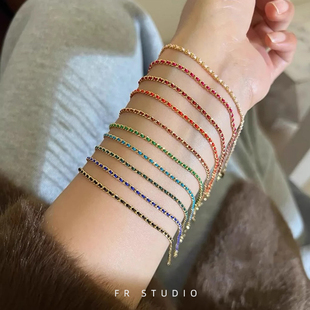 本命年法国红绳红色编织手链进口14k包金转运手工手绳不掉色礼物