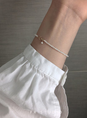 近圆天然迷你小珍珠手链女14k包金精致简约时尚百搭fever博主同款