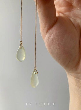 青玉案 原创岫玉耳线玉石中国风耳饰耳坠宋代耳环女耳夹