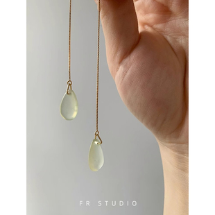 青玉案 原创岫玉耳线玉石中国风耳饰耳坠宋代耳环女耳夹