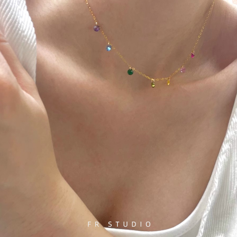 14k'包金彩色锆石项链