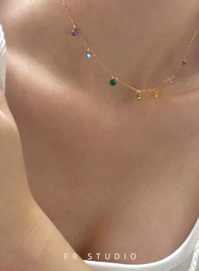 14k'包金彩色锆石项链