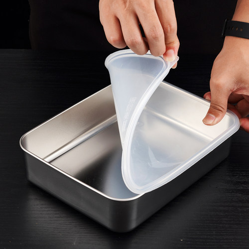 加厚304不锈钢保鲜盒冰箱冷冻盒