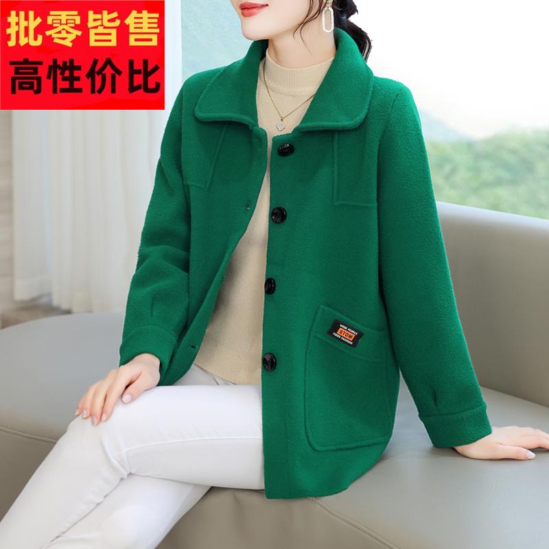 小个子短款毛呢外套女2025秋冬新款上衣开衫气质妈妈双面羊绒大衣