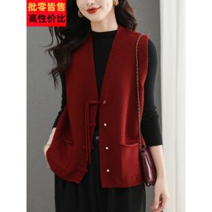 中国女装 春秋季 背心 民202风5新款 热毛衣背NNK心 时超尚时尚 新款