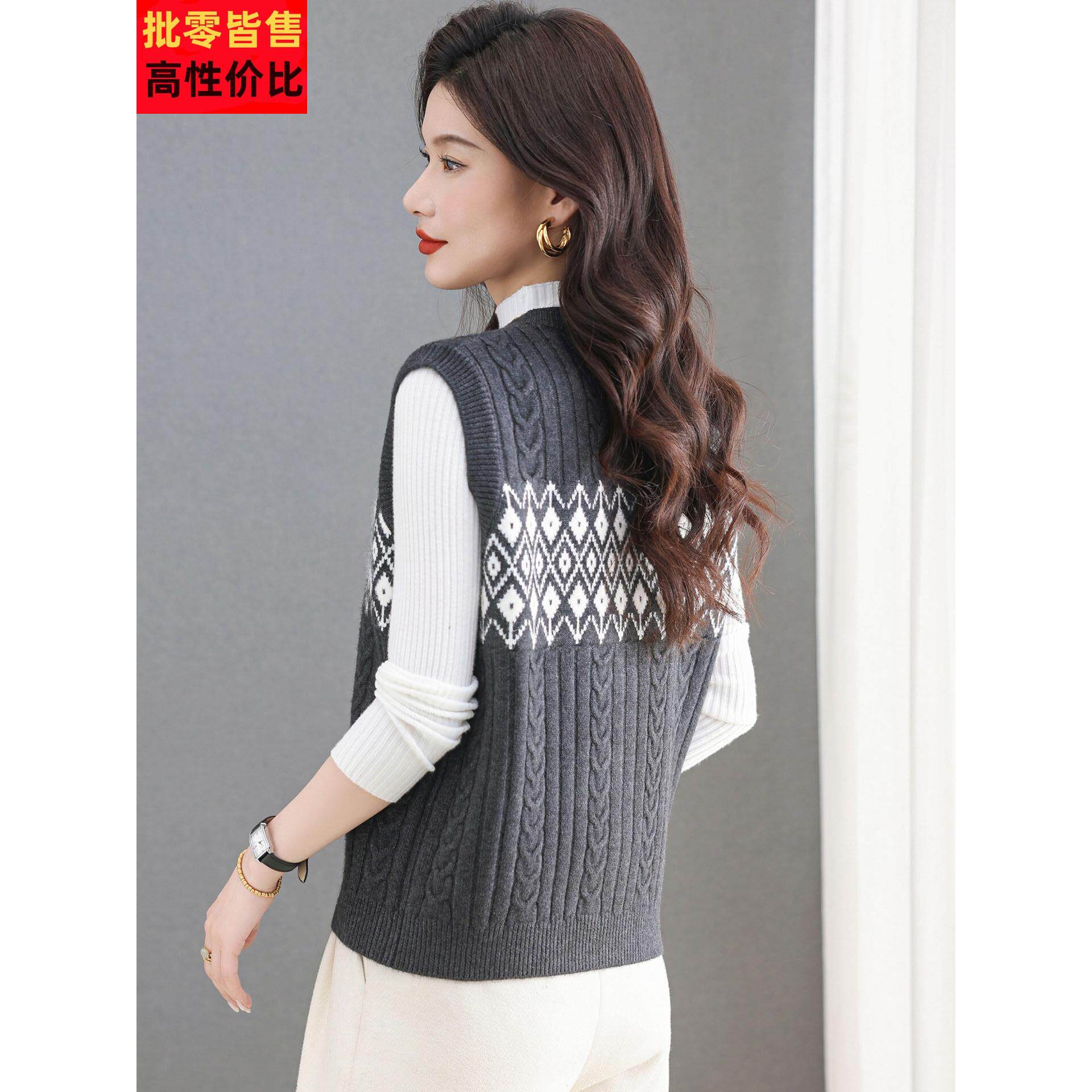 羊毛马甲女开春秋装衫配裙子小HNQ个子针织马衫毛衣衫背心夹外搭