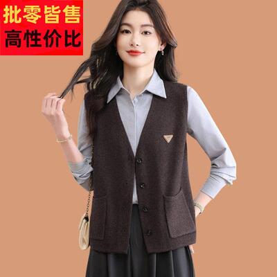 V领针织女甲马背心款2026春早新款独70018特时髦坎肩外穿羊毛开衫