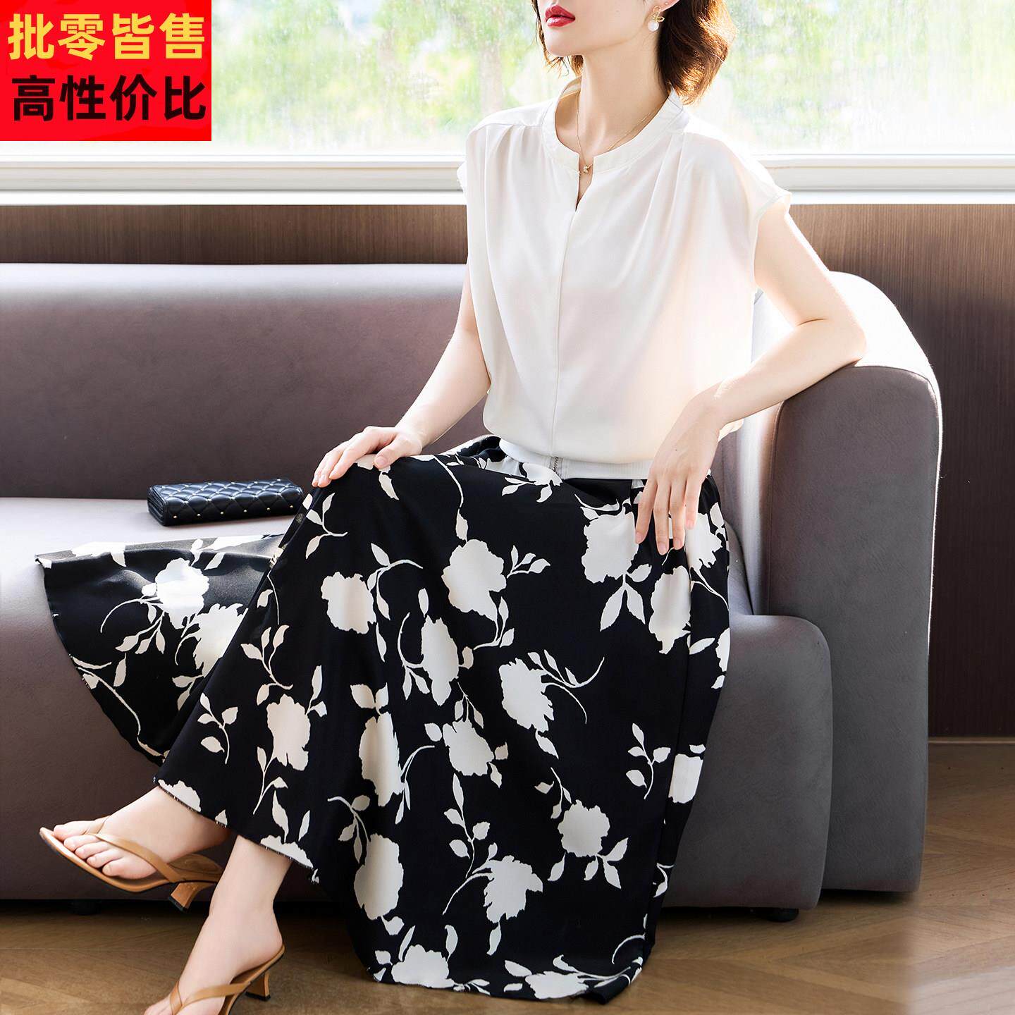 妈妈夏装短袖T恤套装2026新款阔太太中老年女装夏季半身裙两件套