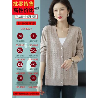 妈妈装针织羊毛衫女SST外搭纯色开时春秋加肥加大码衫尚遮肚外毛