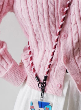 手机斜挎可背挂绳安可拉红色毛绒日系长挂链户外电话防丢吊带高端