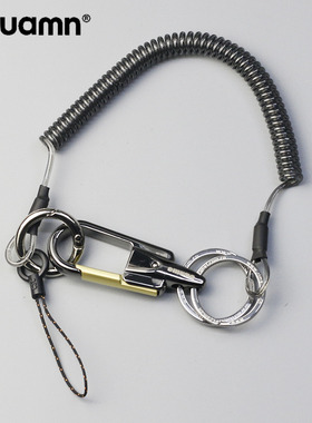 细钢丝弹簧绳腰挂式钥匙扣多功能伸缩挂绳老人防盗链可拆卸手机绳