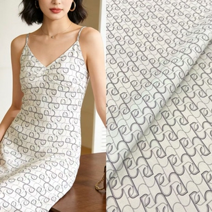 吊带半裙面料 白色环扣花真丝弹力双绉布料高定连衣裙衬衫 夏季 新品